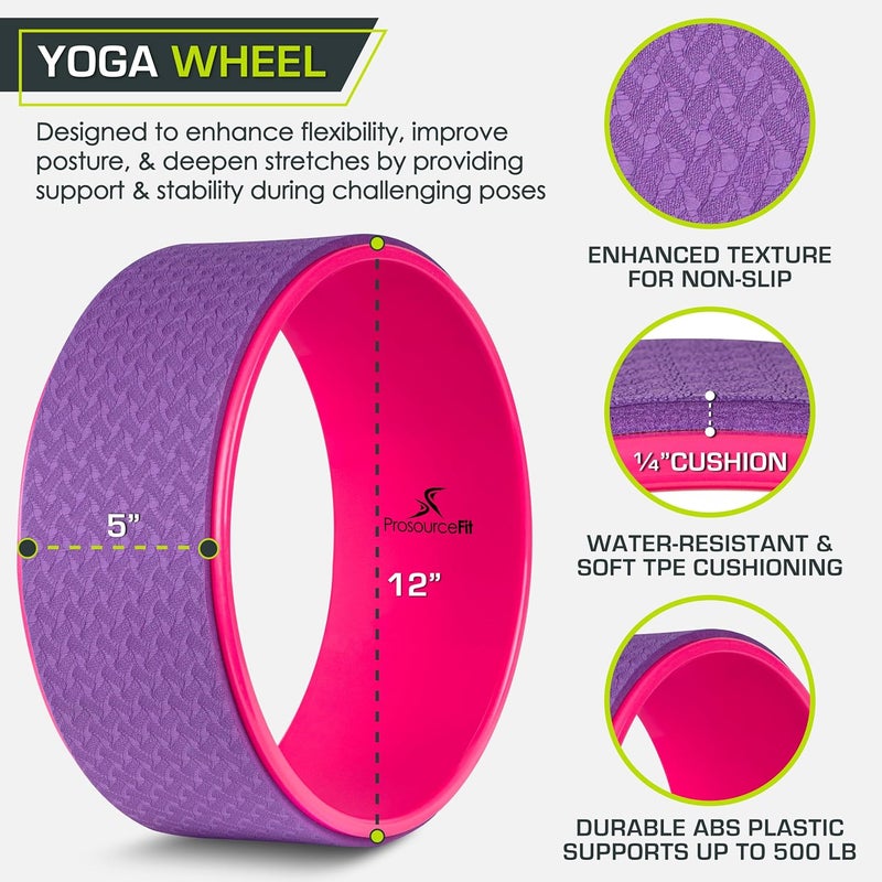 ProSourceFit Yoga Wheel Prop 12” for Improving Yoga Poses, Backbends, Flexibility, Balance, Stretching, Relaxation - Image 2